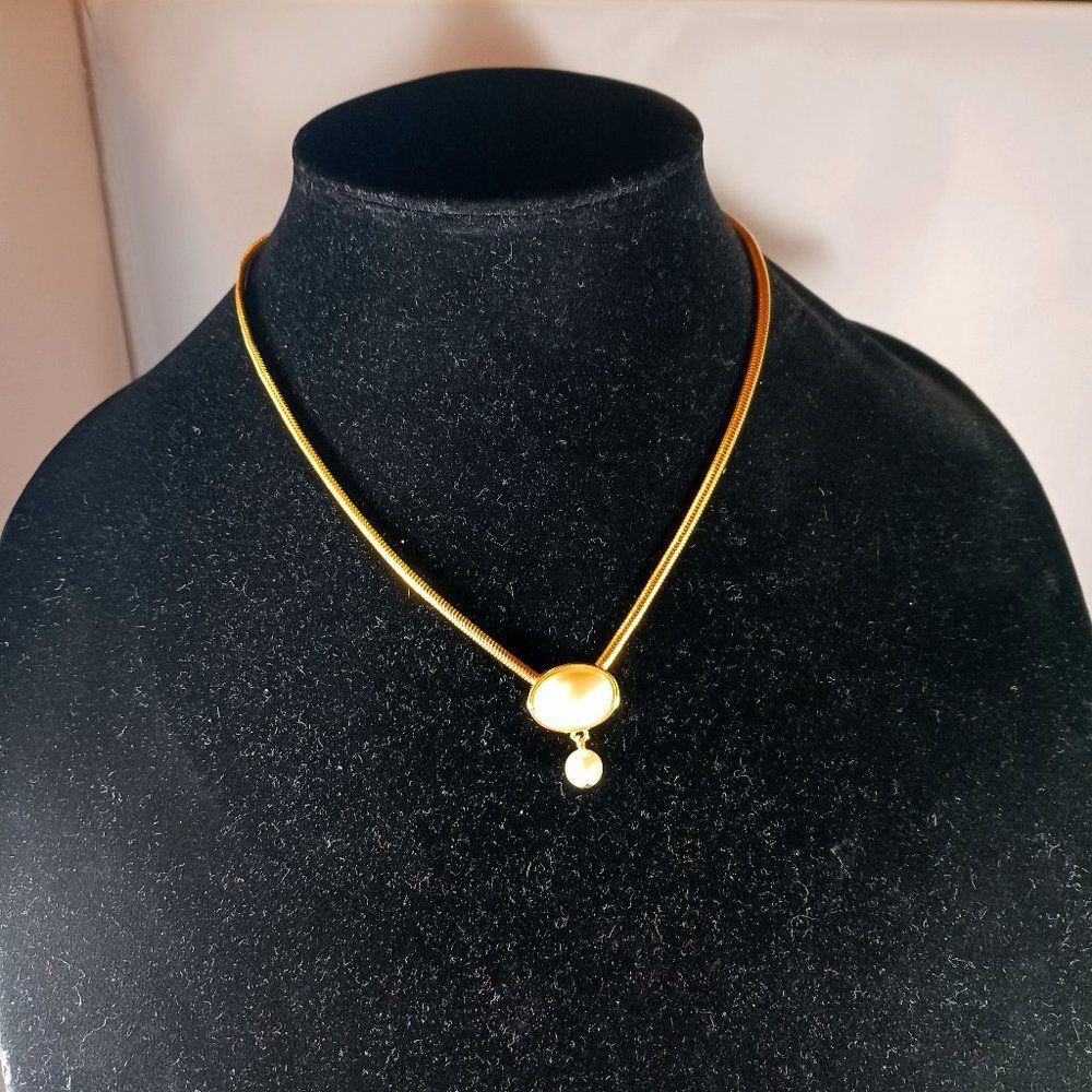 MJ Carroll Vintage Gold Tone Faux Pearl Necklace
